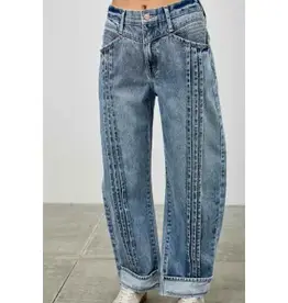 Barrel Jean With Pin Tuck Pleat Detail Front