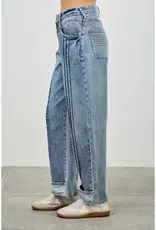 Barrel Jean With Pin Tuck Pleat Detail Front