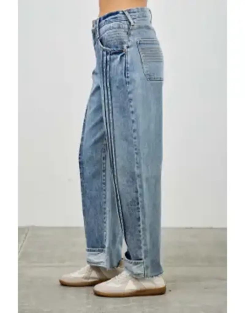 Barrel Jean With Pin Tuck Pleat Detail Front