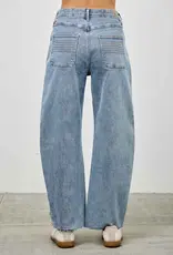 Barrel Jean With Pin Tuck Pleat Detail Front