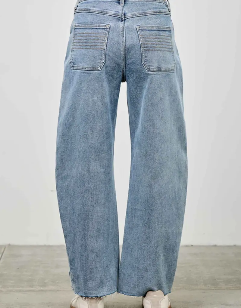 Barrel Jean With Pin Tuck Pleat Detail Front