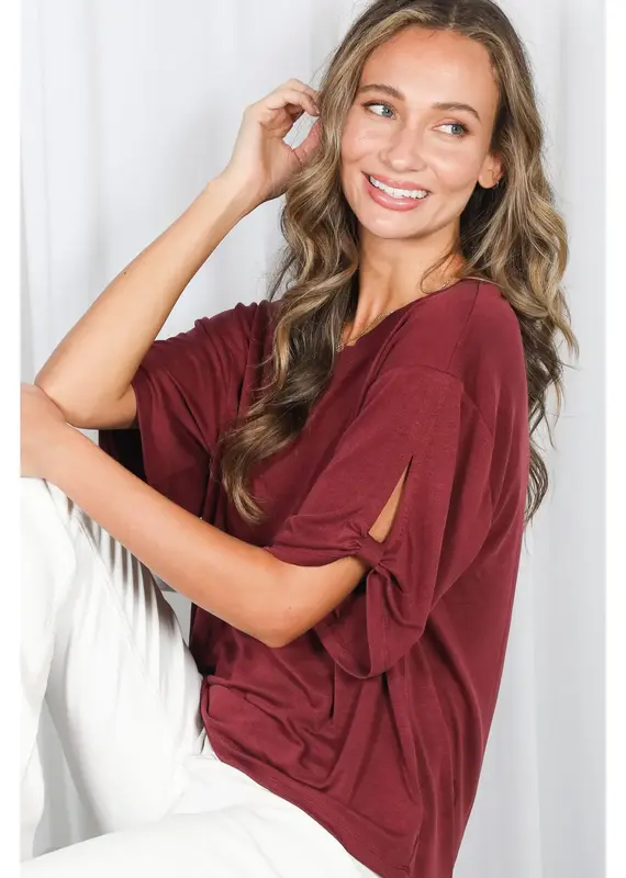 Tanya Tie Accent Sleeve Soft Top