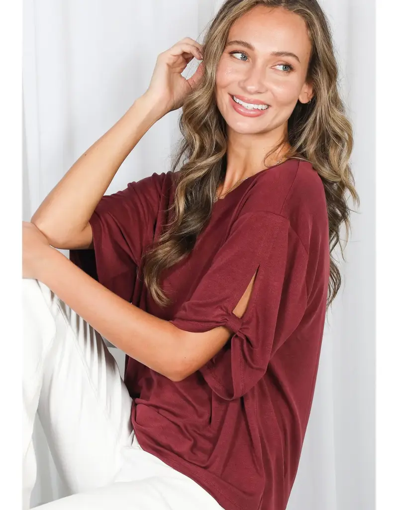 Tanya Tie Accent Sleeve Soft Top