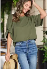 Tanya Tie Accent Sleeve Soft Top
