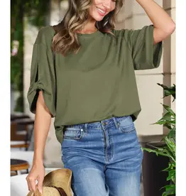 Tanya Tie Accent Sleeve Soft Top