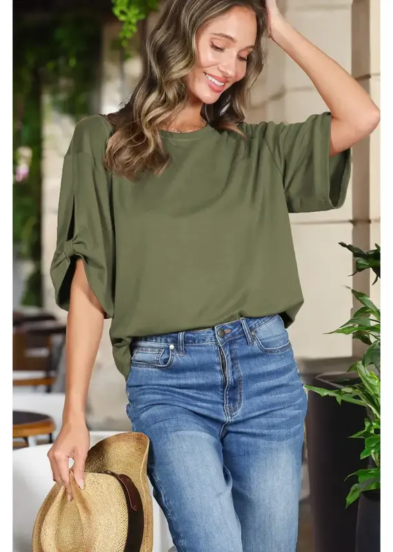 Tanya Tie Accent Sleeve Soft Top