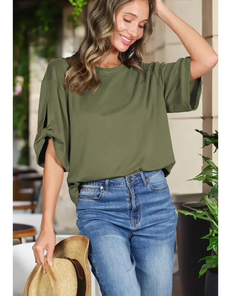 Tanya Tie Accent Sleeve Soft Top