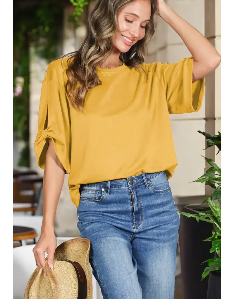Tanya Tie Accent Sleeve Soft Top