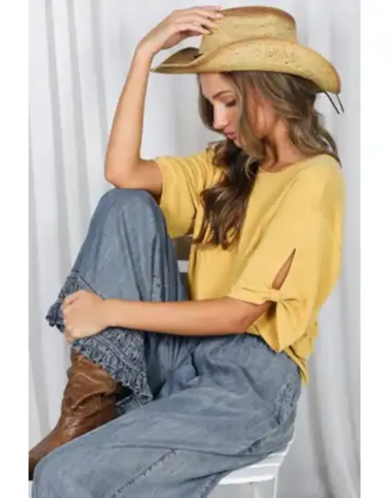 Tanya Tie Accent Sleeve Soft Top