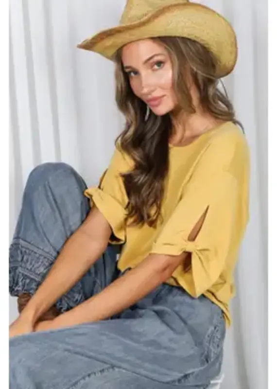 Tanya Tie Accent Sleeve Soft Top