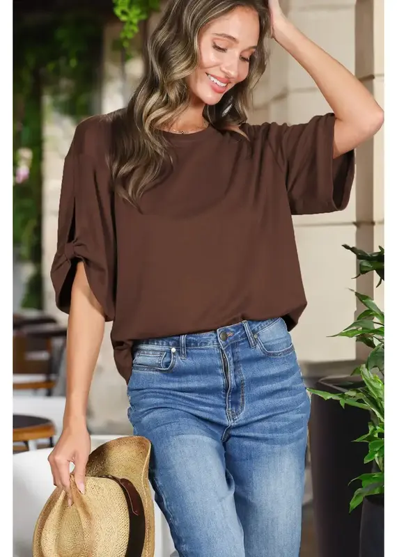 Tanya Tie Accent Sleeve Soft Top