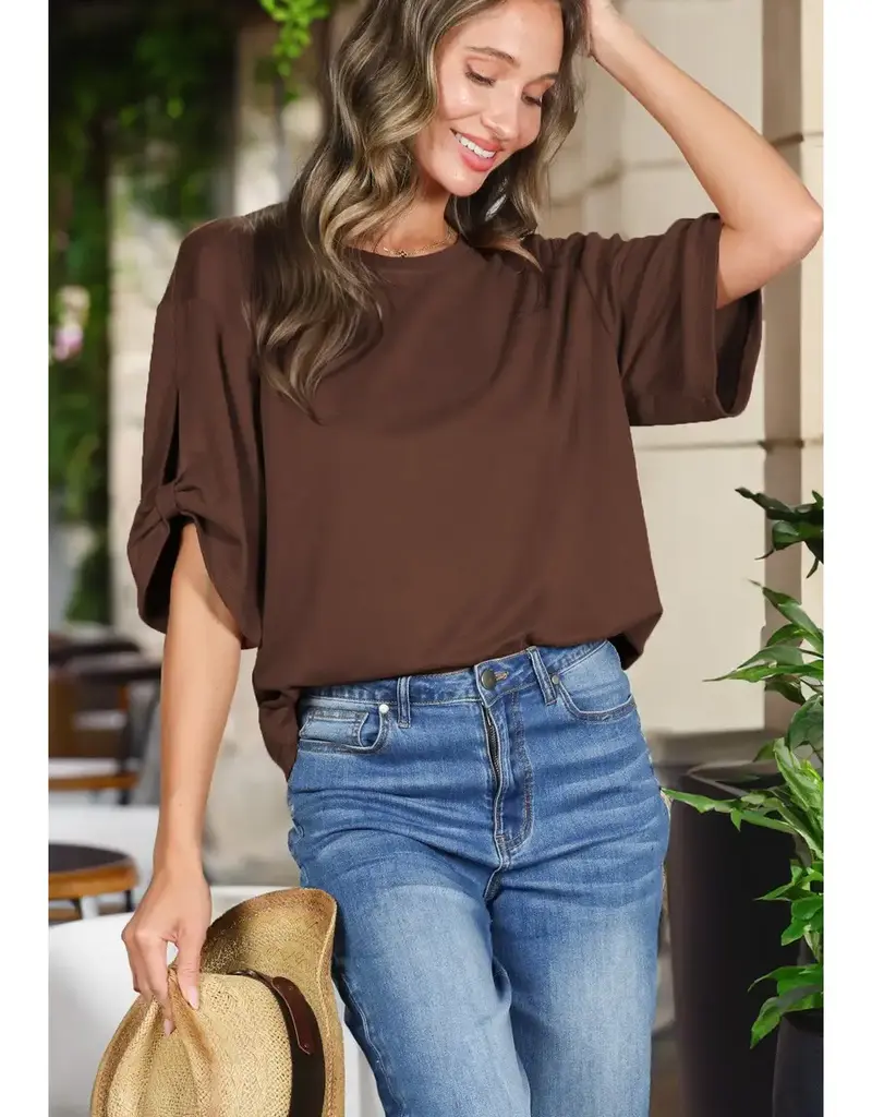 Tanya Tie Accent Sleeve Soft Top