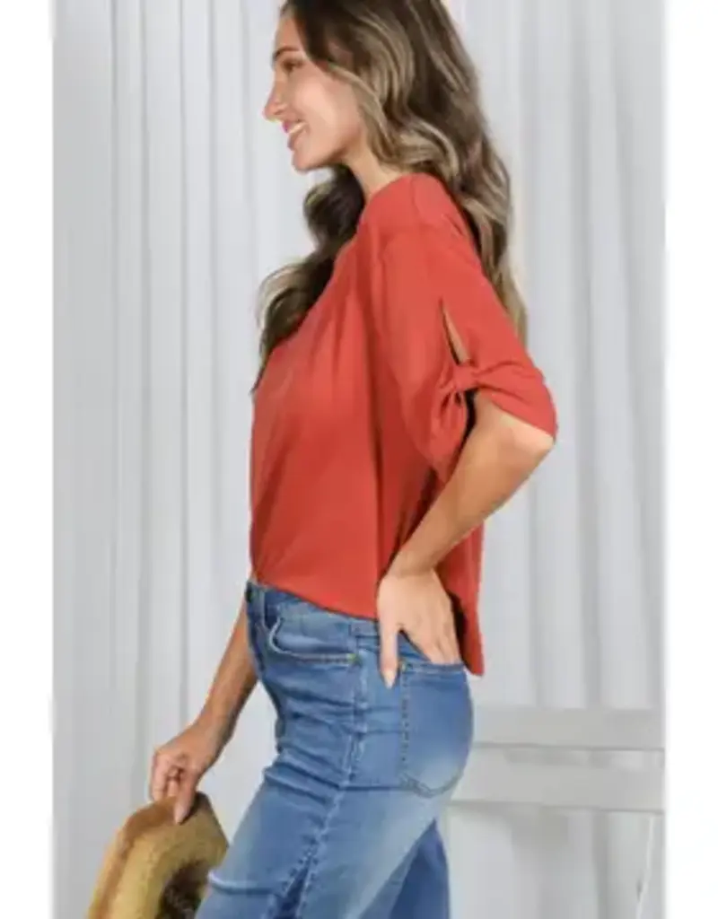 Tanya Tie Accent Sleeve Soft Top