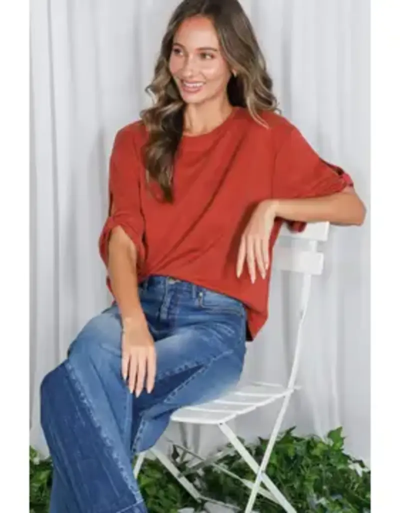 Tanya Tie Accent Sleeve Soft Top