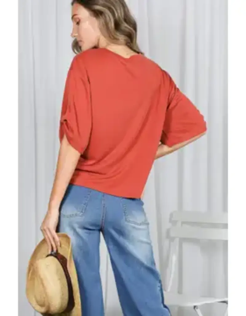 Tanya Tie Accent Sleeve Soft Top