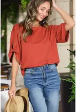 Tanya Tie Accent Sleeve Soft Top