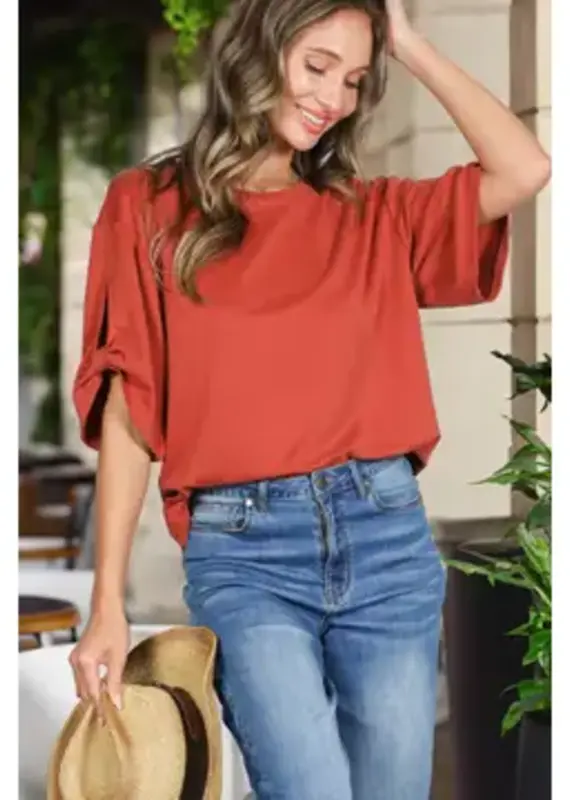 Tanya Tie Accent Sleeve Soft Top