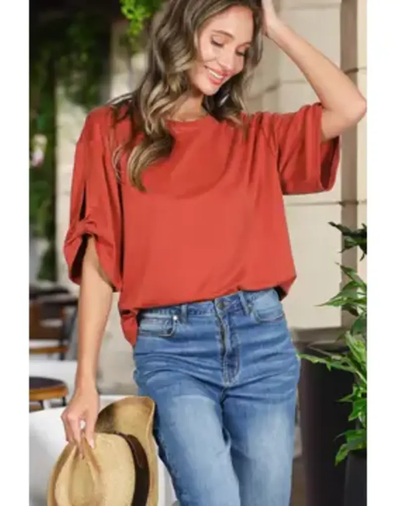 Tanya Tie Accent Sleeve Soft Top