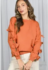 Betsy Crew Neck Sweater With Bow Detail Sleeve