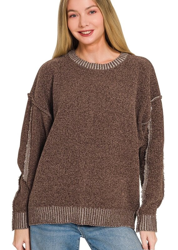 Sandy Super Soft Exposed Seam Detail Sweater