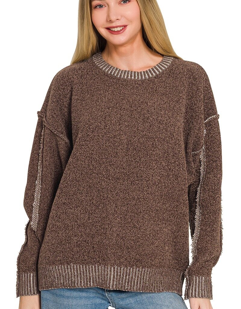 Sandy Super Soft Exposed Seam Detail Sweater