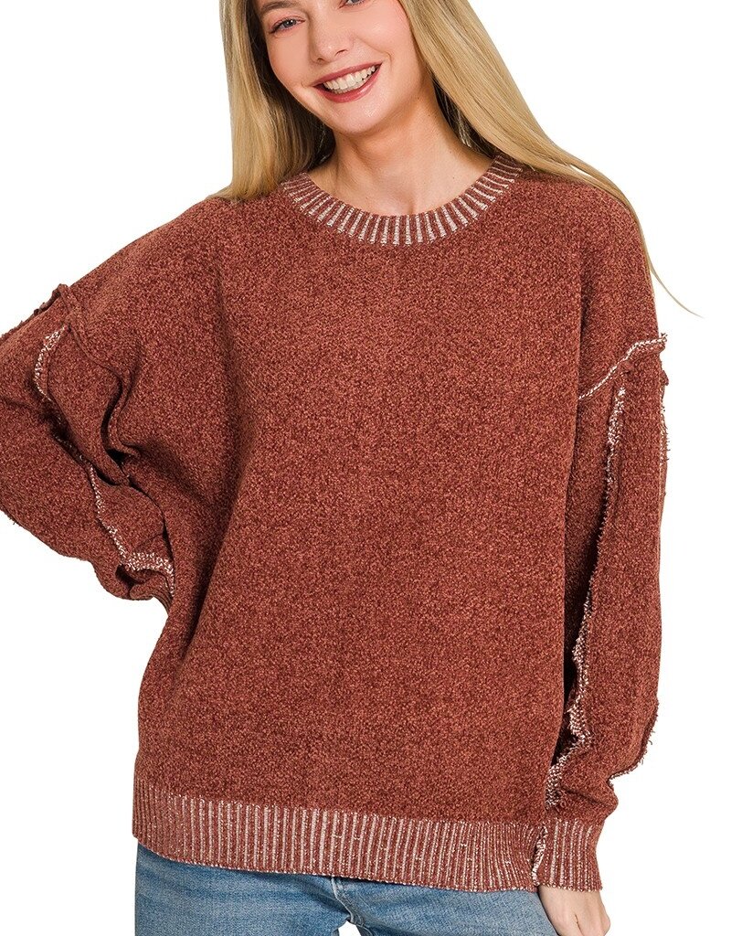 Sandy Super Soft Exposed Seam Detail Sweater
