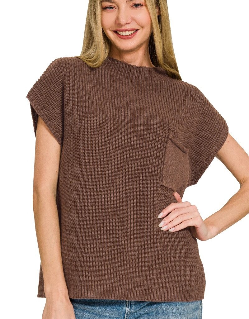 Nicole Mock Neck Short Sleeve Sweater