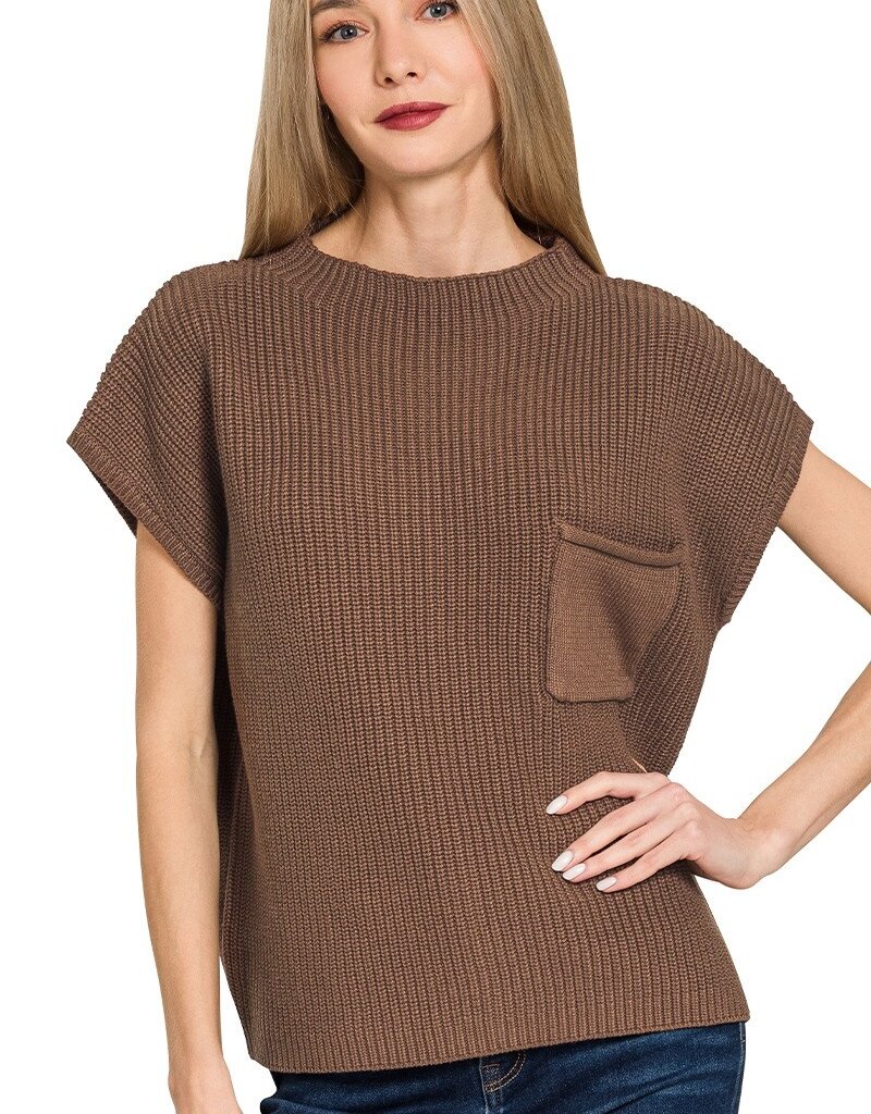 Nicole Mock Neck Short Sleeve Sweater
