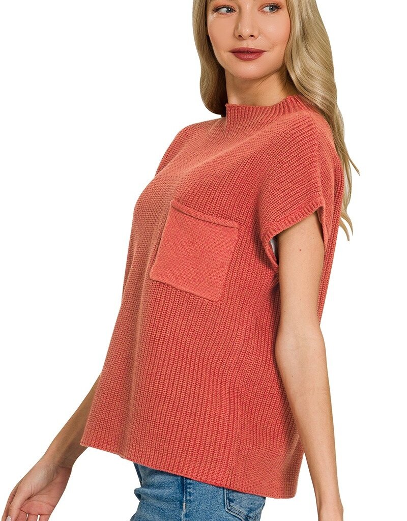 Nicole Mock Neck Short Sleeve Sweater