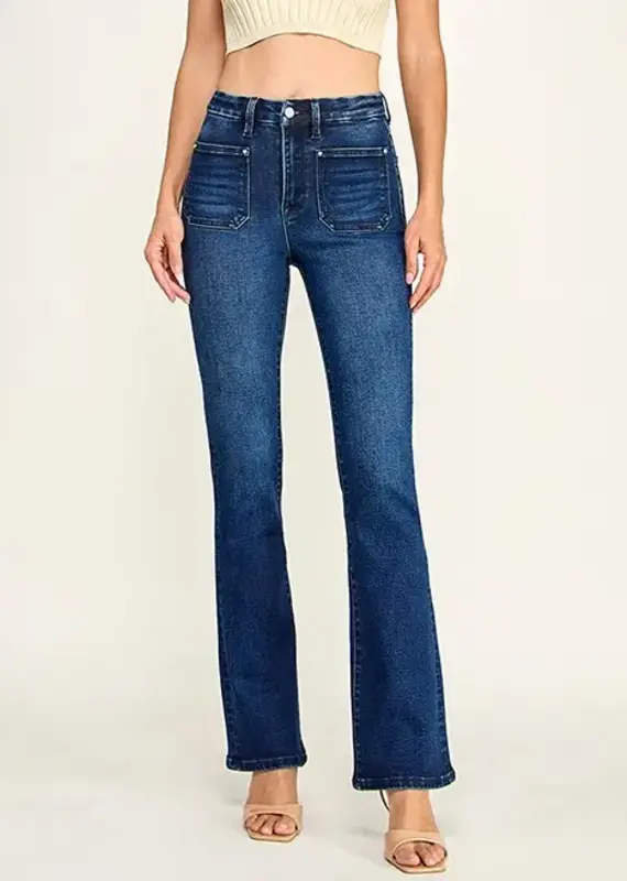 Jessie Patch Pocket High Rise Stretch Bootcut Jeans