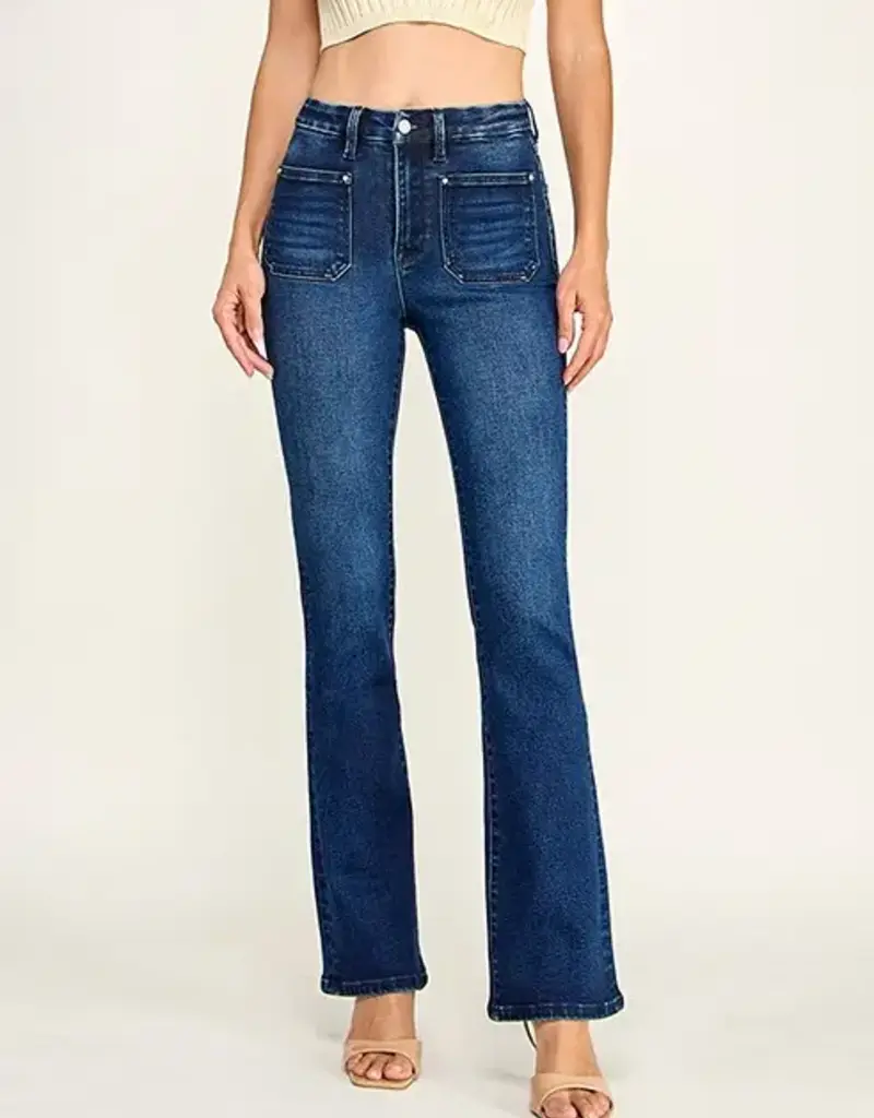 Jessie Patch Pocket High Rise Stretch Bootcut Jeans