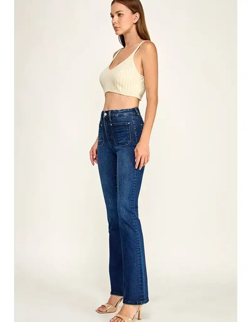 Jessie Patch Pocket High Rise Stretch Bootcut Jeans