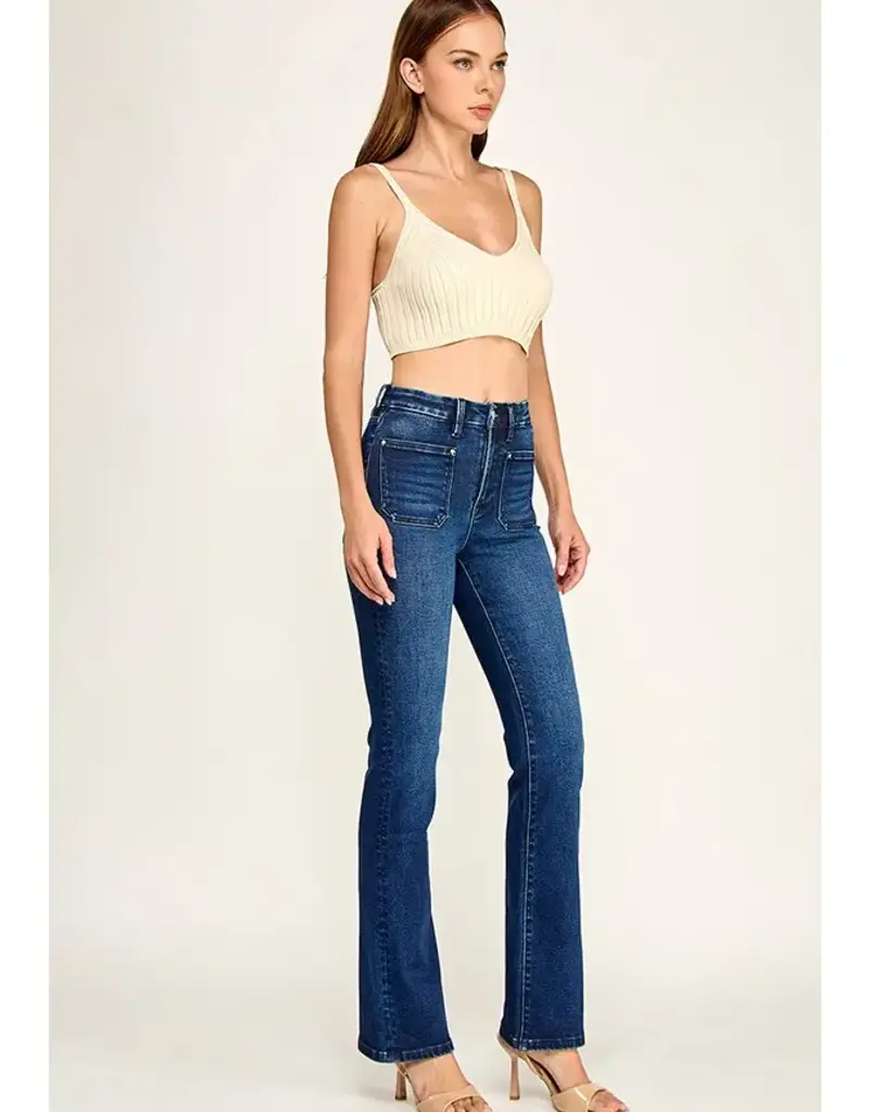 Jessie Patch Pocket High Rise Stretch Bootcut Jeans