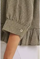 Cathy Micro Check Ruffle Hem Shirt