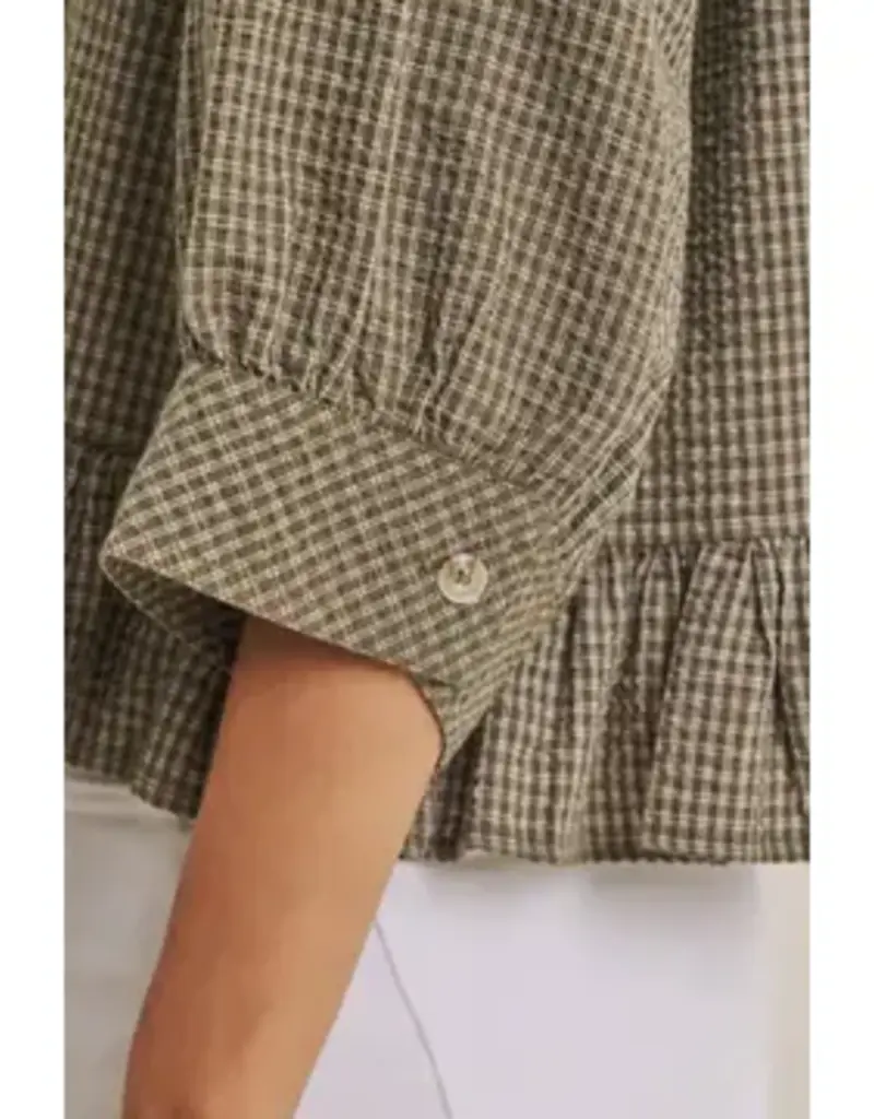 Cathy Micro Check Ruffle Hem Shirt