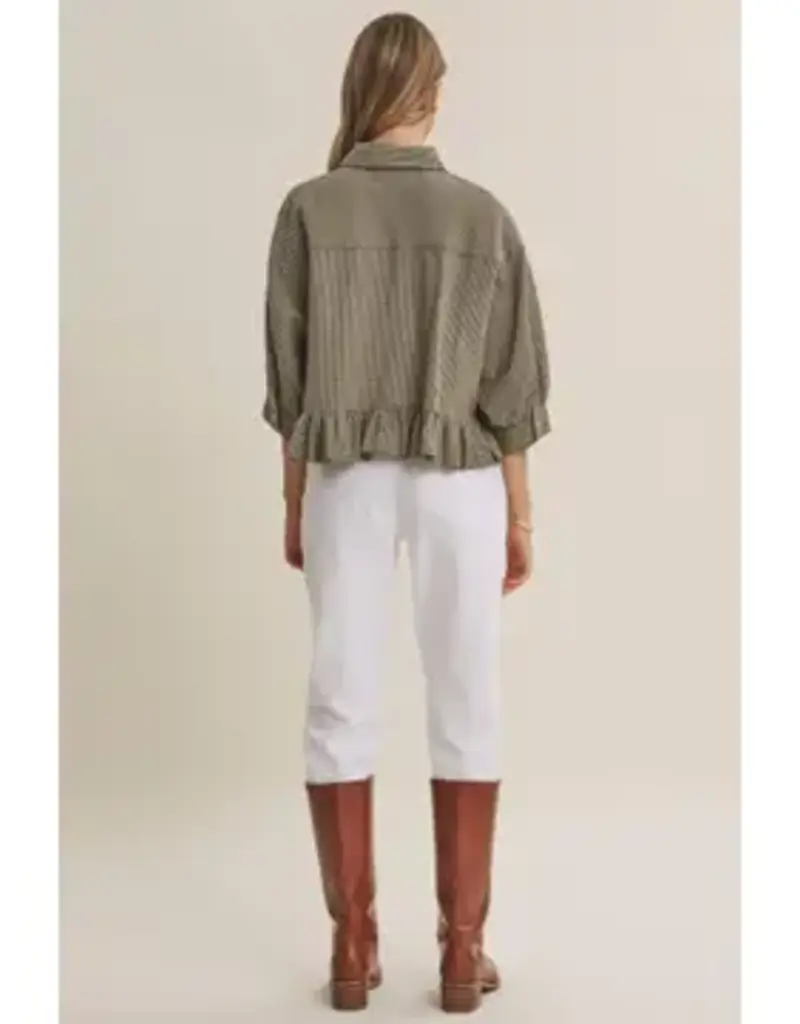 Cathy Micro Check Ruffle Hem Shirt