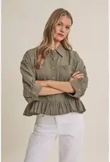 Cathy Micro Check Ruffle Hem Shirt