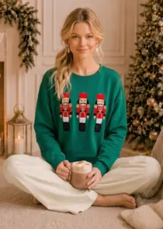 Nutcracker Embroidered Christmas Sweatshirt