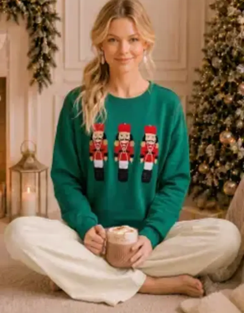Nutcracker Embroidered Christmas Sweatshirt