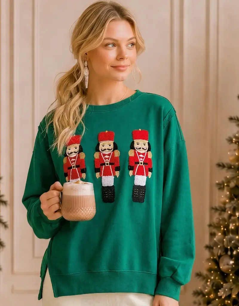 Nutcracker Embroidered Christmas Sweatshirt