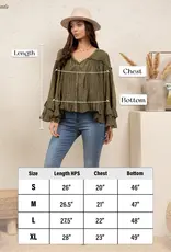 Dreamy Sheer V-Neck Ruffled Button-Front Top