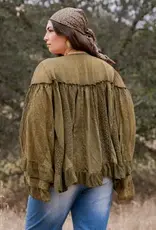 Dreamy Sheer V-Neck Ruffled Button-Front Top