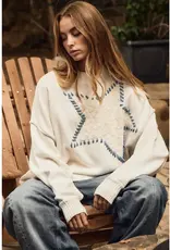 Star Stitched Detail Oversized Sweater