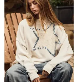 Star Stitched Detail Oversized Sweater