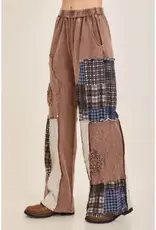 Mineral Washed Plaid Patched Doily Pants
