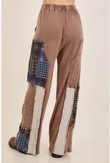 Mineral Washed Plaid Patched Doily Pants