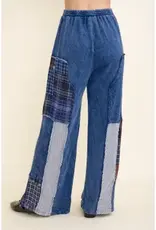 Mineral Washed Plaid Patched Doily Pants