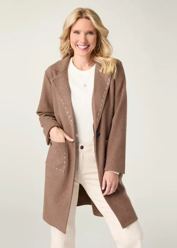 Anice Lightweight Brushed Cardigan with Rivet Detail