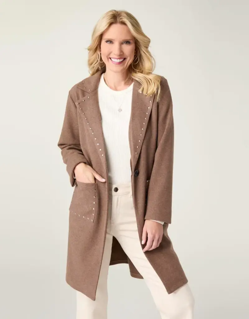 Anice Lightweight Brushed Cardigan with Rivet Detail