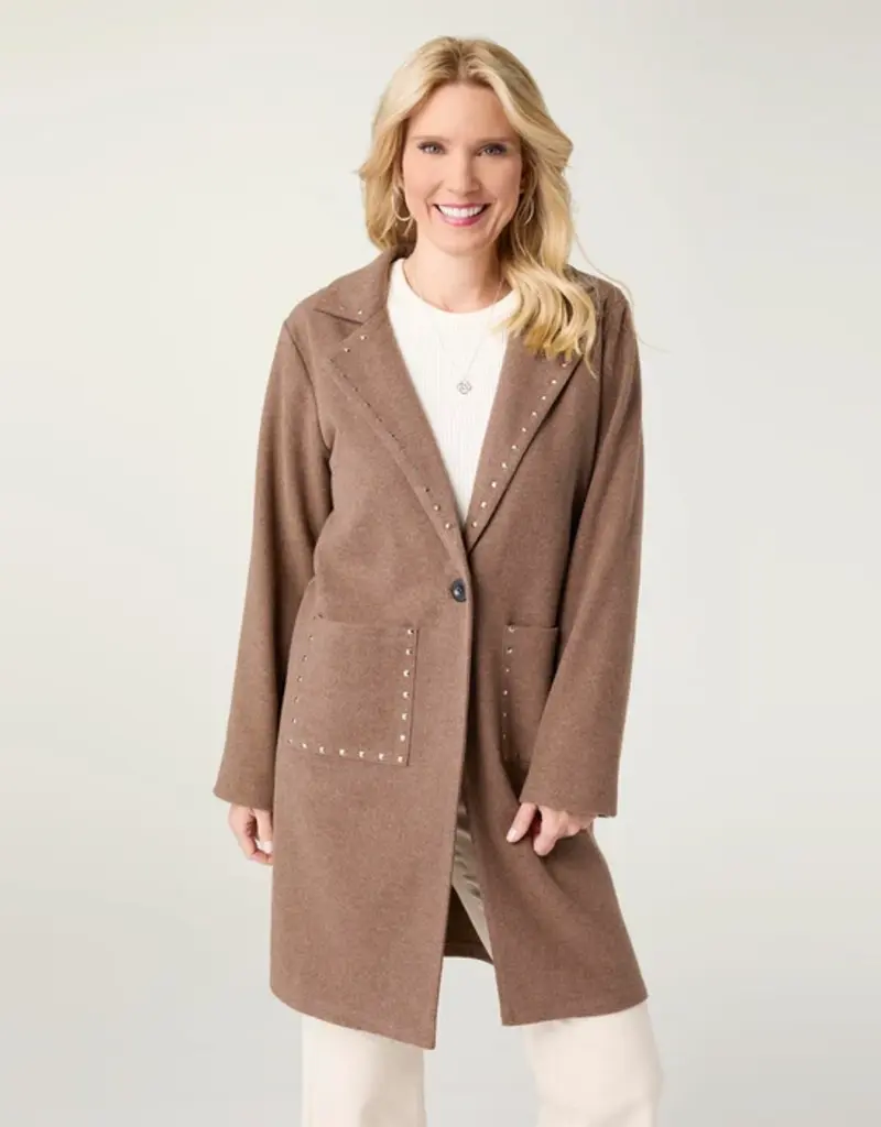 Anice Lightweight Brushed Cardigan with Rivet Detail